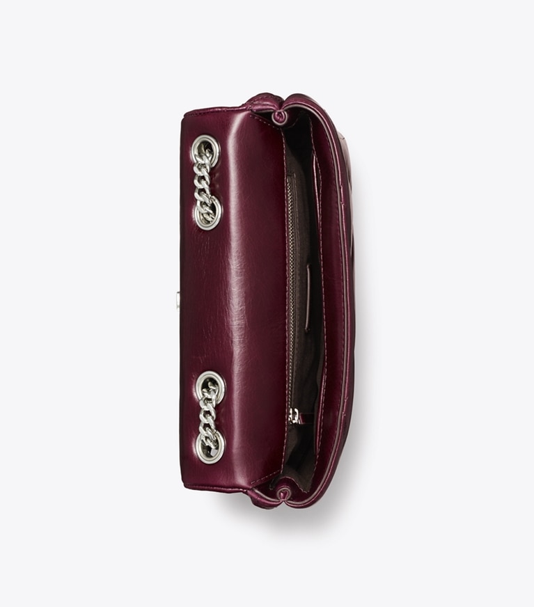 Tory Burch designer borse a tracolla Shoulder bag piccola Kira con trapuntatura a diamante effetto consumato in Dark Carmine angle