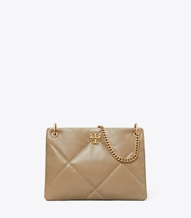 Tory Burch designer borse a tracolla Shoulder bag piccola Kira con trapuntatura a diamante in Taupe Oak front