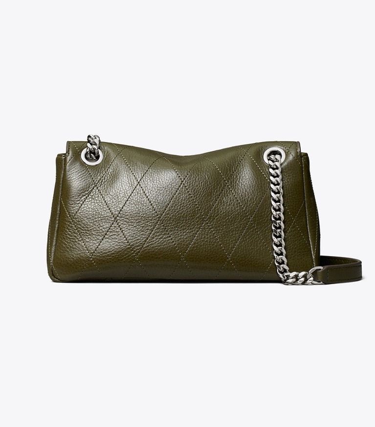 Tory Burch designer borse a tracolla Shoulder bag piccola matelassé Charlie in Dark Olive indietro