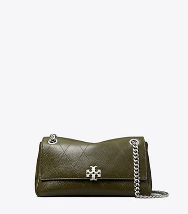 Tory Burch designer borse a tracolla Shoulder bag piccola matelassé Charlie in Dark Olive front