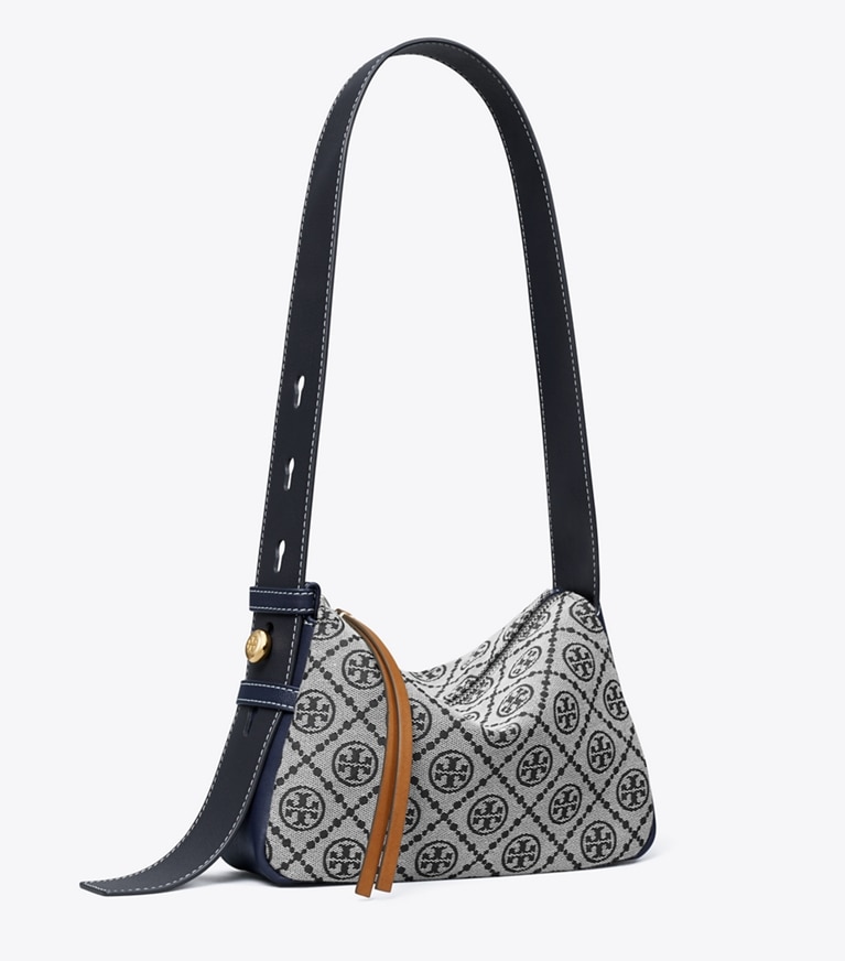 Tory Burch designer borse a tracolla Shoulder bag piccola Romy T Monogram in Tory Navy angle