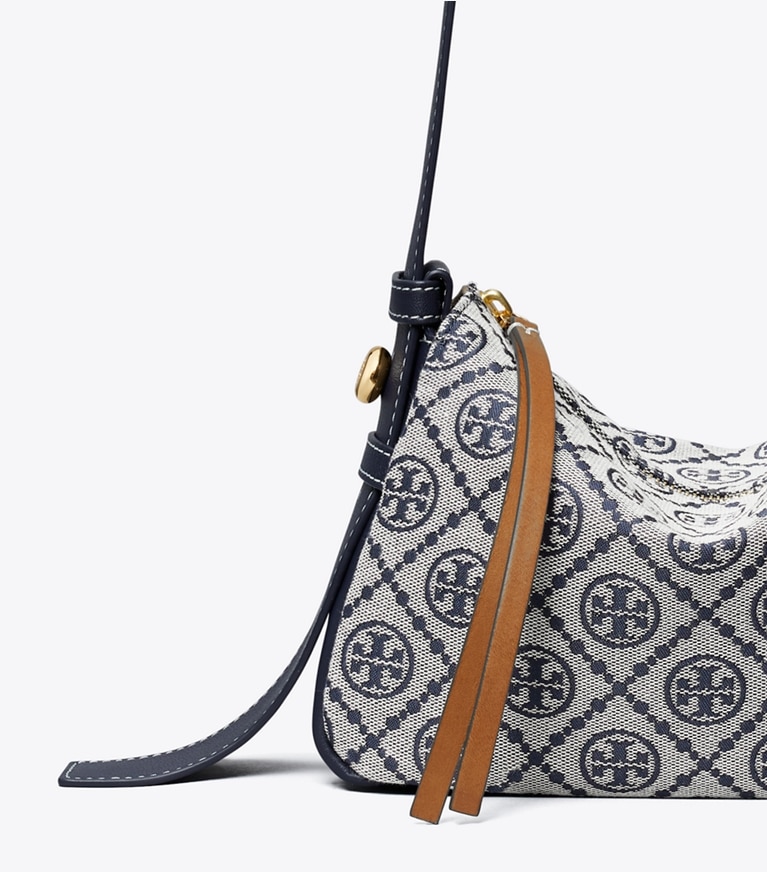 Tory Burch designer borse a tracolla Shoulder bag piccola Romy T Monogram in Tory Navy angle