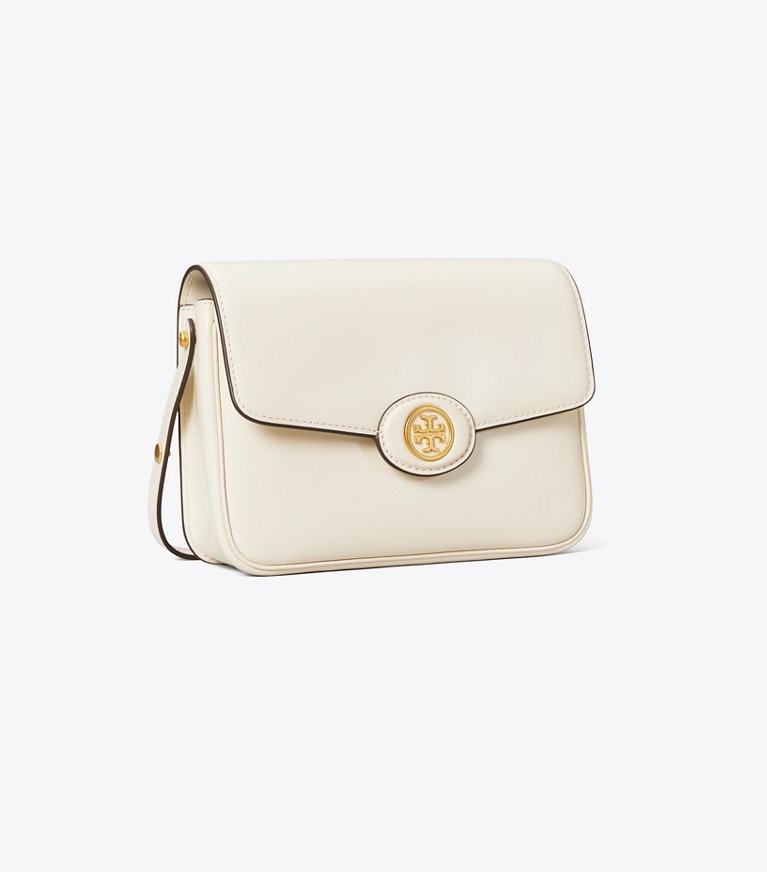 Tory Burch designer borse a tracolla Shoulder Bag Robinson convertibile in vernice spazzolata in SHEA BUTTER angle