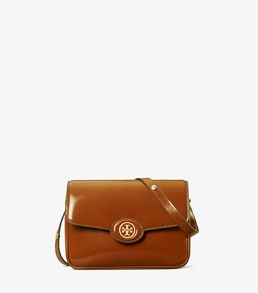 Tory Burch designer borse a tracolla Shoulder Bag Robinson convertibile in vernice spazzolata in DARK SIENNA front