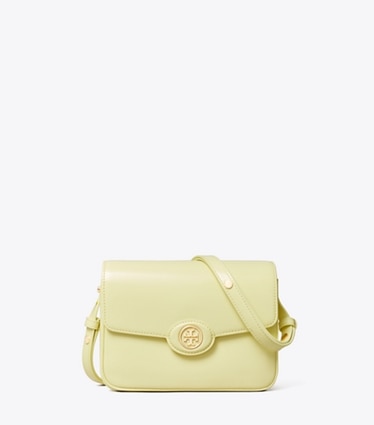 Tory Burch designer borse a tracolla Shoulder Bag Robinson convertibile in vernice spazzolata in Lemon front