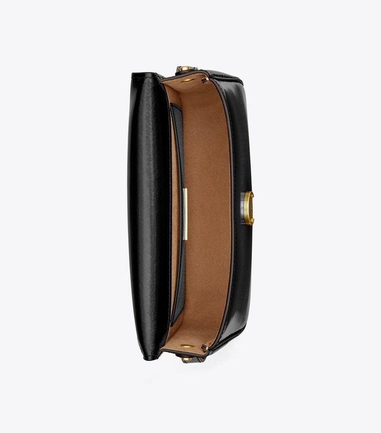 Tory Burch designer borse a tracolla Shoulder Bag Robinson convertibile in vernice spazzolata in Black angle