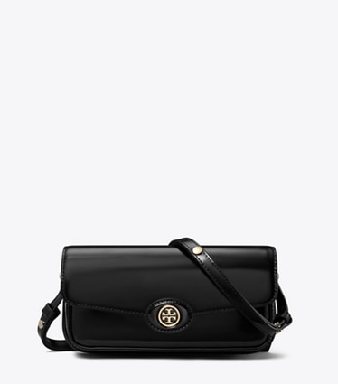 Tory Burch designer borse a tracolla Shoulder bag Robinson rettangolare in pelle spazzolata in Black front