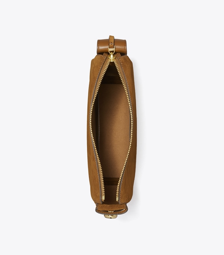 Tory Burch designer borse a tracolla Shoulder bag Romy in suede in Caramel angle