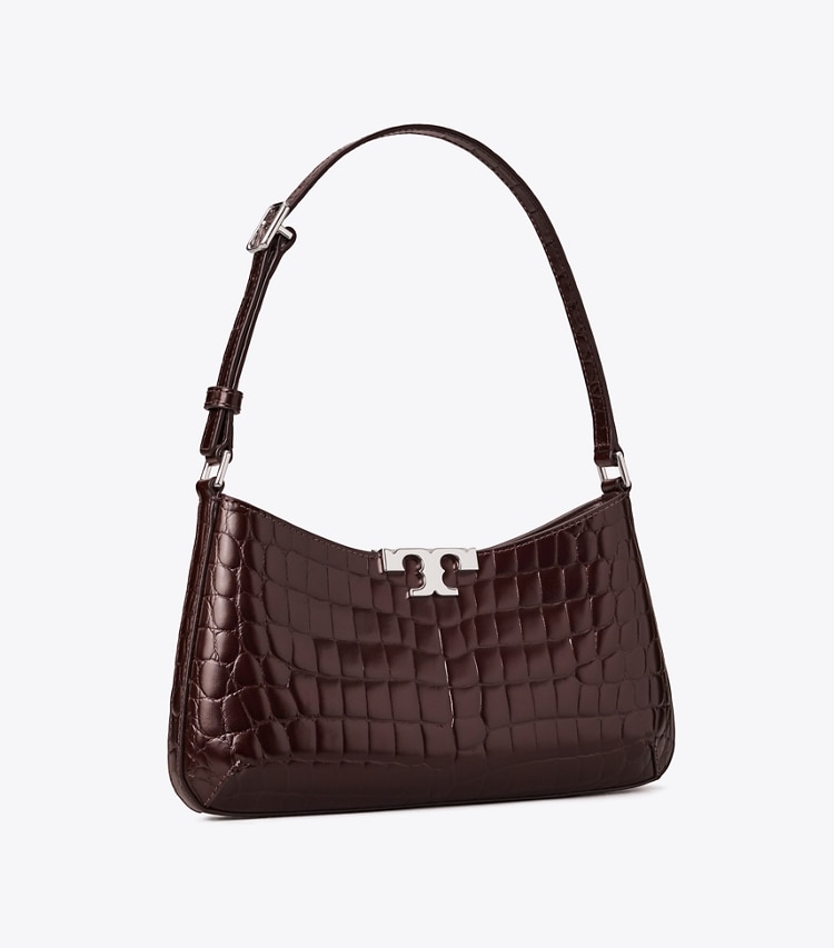 Tory Burch designer borse a tracolla Shoulder bag sottile Eleanor con rilievo coccodrillo in Deep Burgundy angle