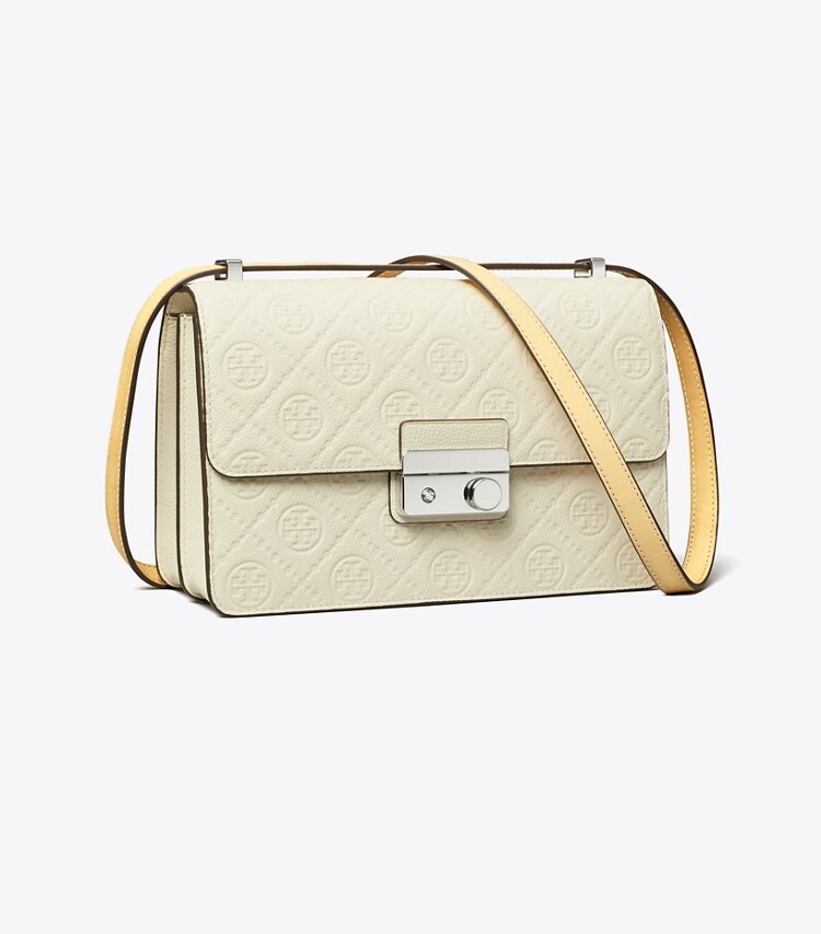 Tory Burch designer borse a tracolla Shoulder bag T Monogram martellata in Warm White angle