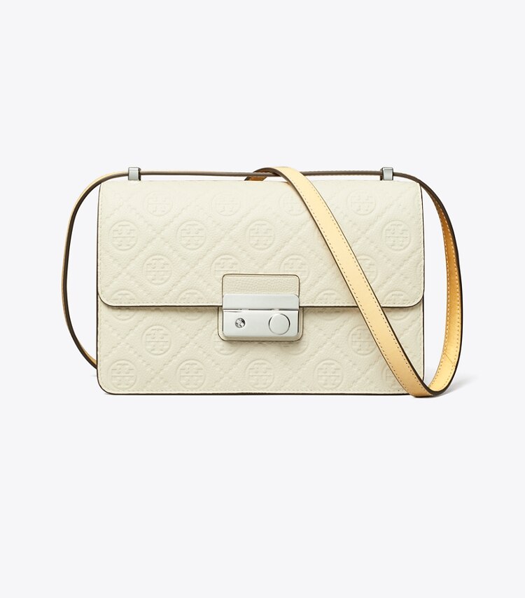 Tory Burch designer borse a tracolla Shoulder bag T Monogram martellata in Warm White front