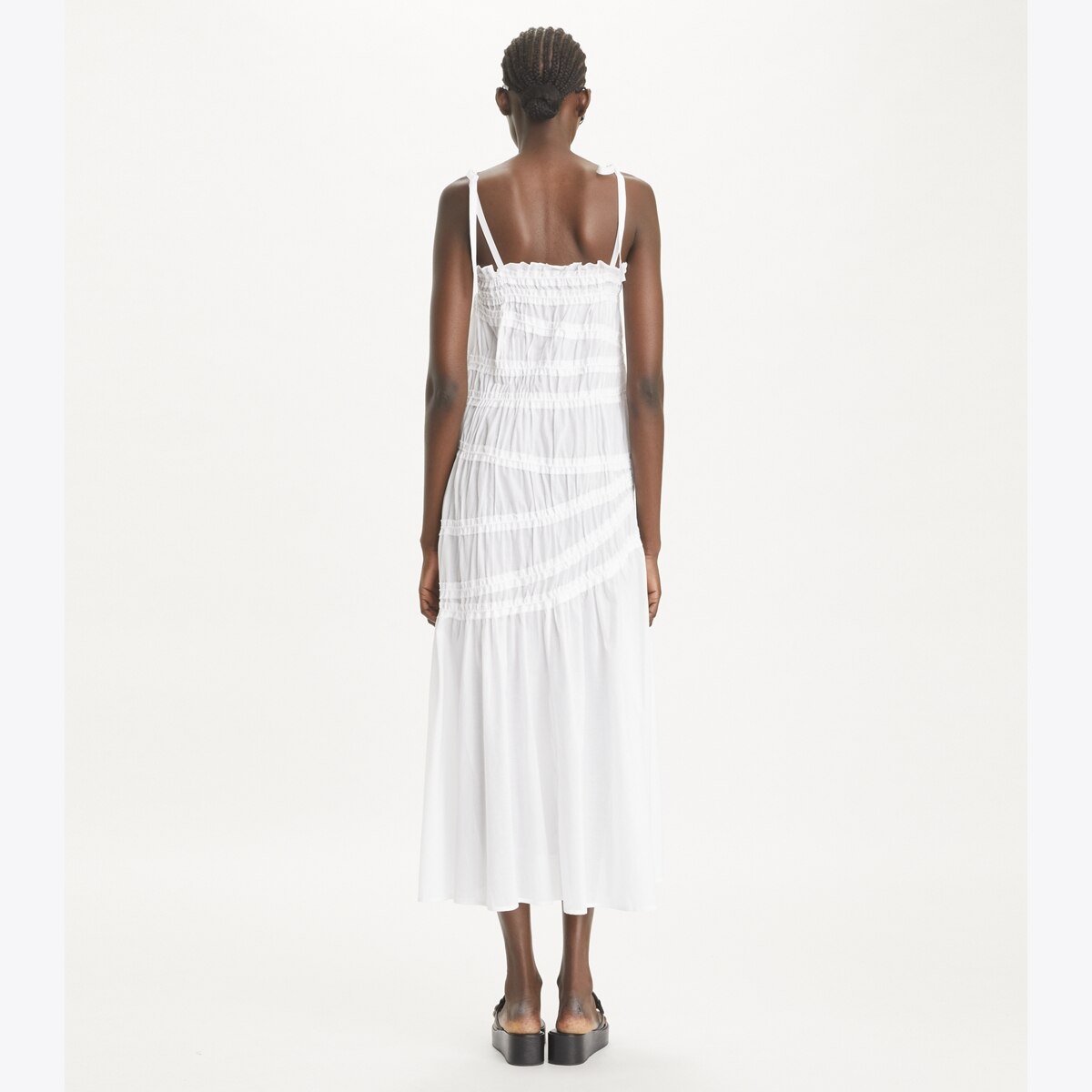 Shoulder Tie Smocked Cotton Dress: Women's Designer Coverups