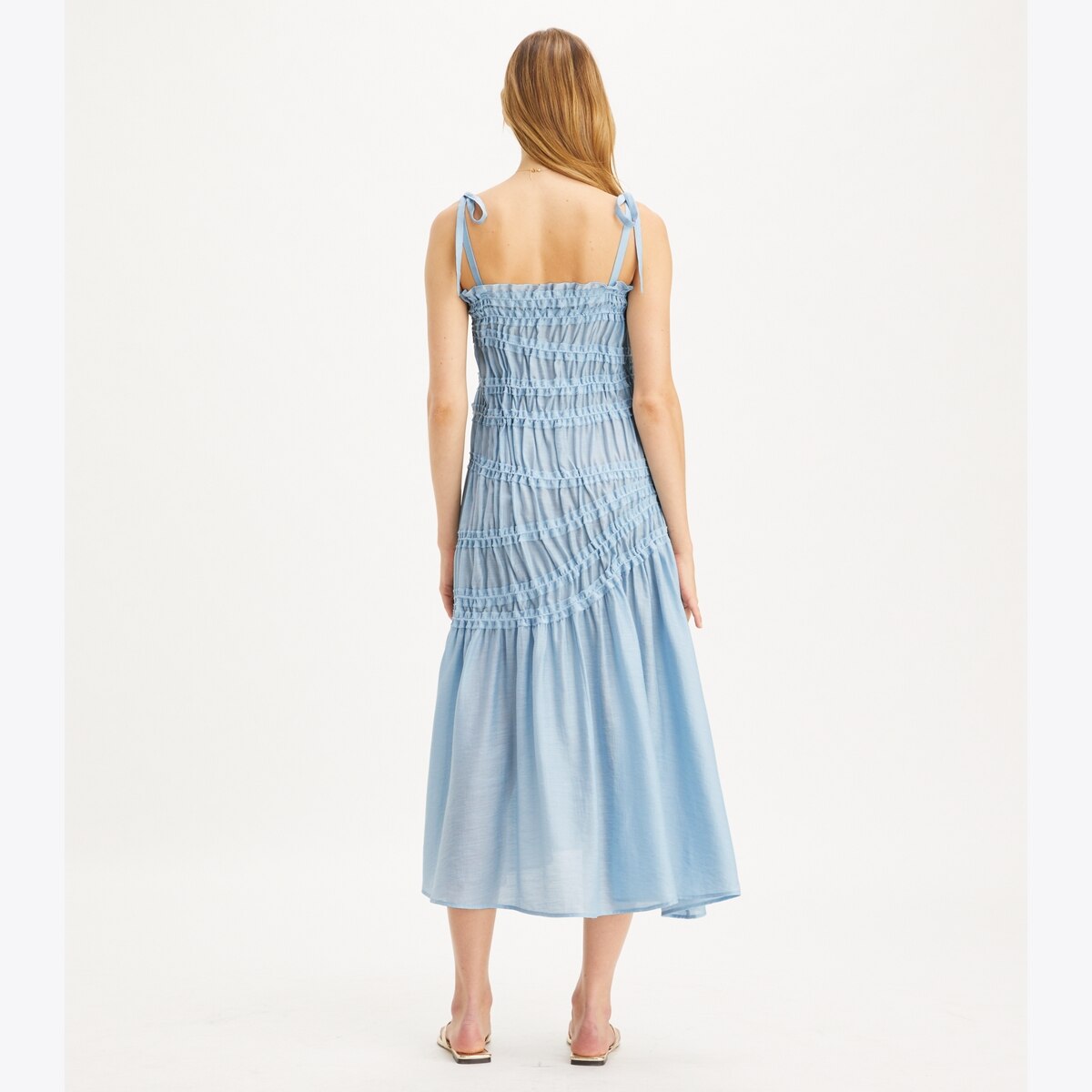 open lace back dress Tory Burch // One Shoulder Smocked Dress  VSP Consignment