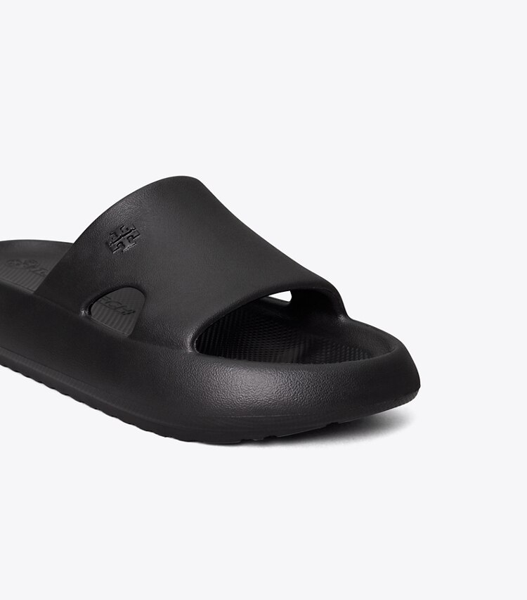 Tory Burch designer sandals Shower Slide in PERFECT BLACK detail