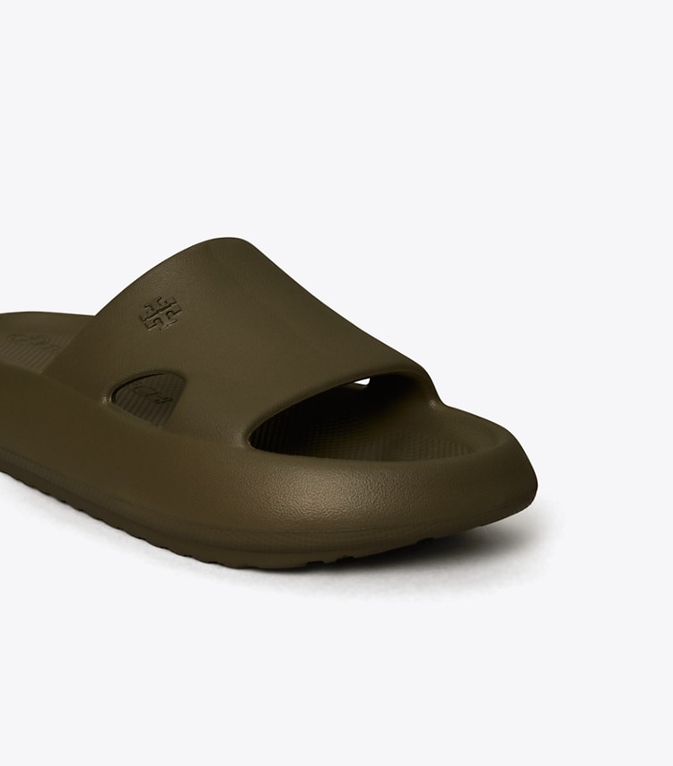 Tory Burch designer sandals Shower Slide in Leccio detail