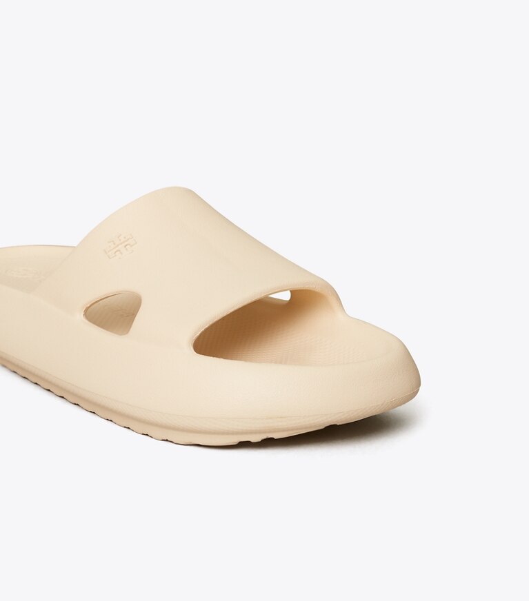Tory Burch designer sandals Shower Slide in French Pearl angle