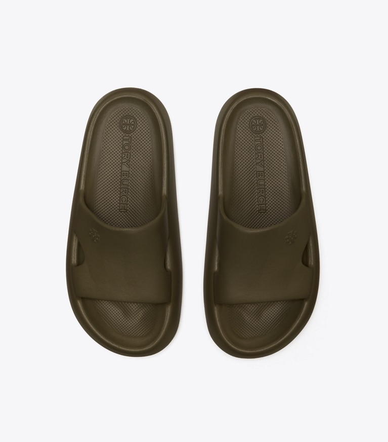 Tory Burch designer sandals Shower Slide in Leccio angle