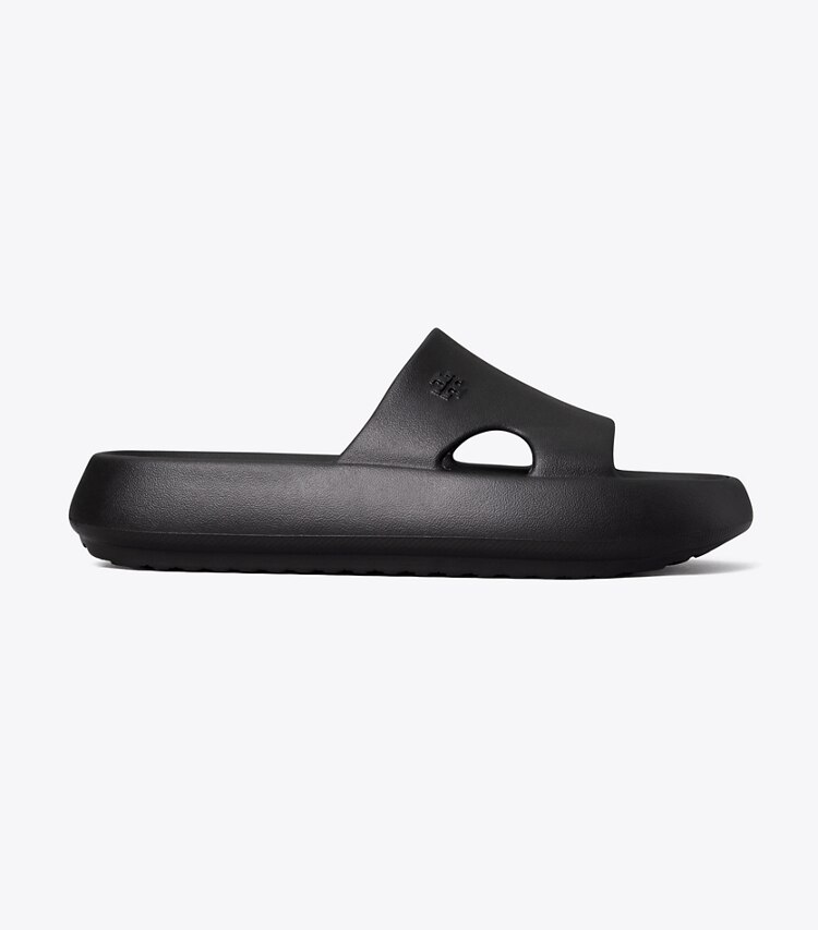 Tory Burch designer sandals Shower Slide in PERFECT BLACK side