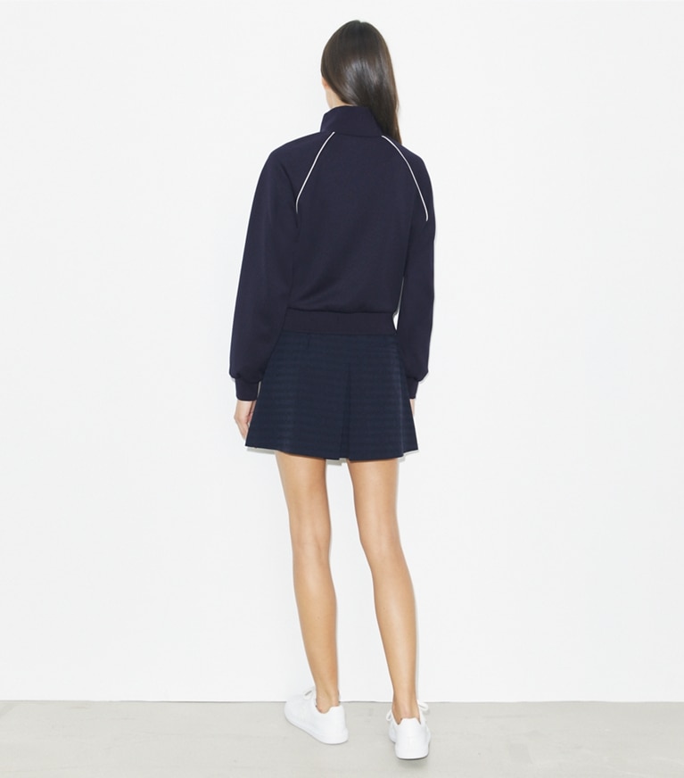 Tory Burch designer jackets Shrunken Track Jacket in Medium Navy front