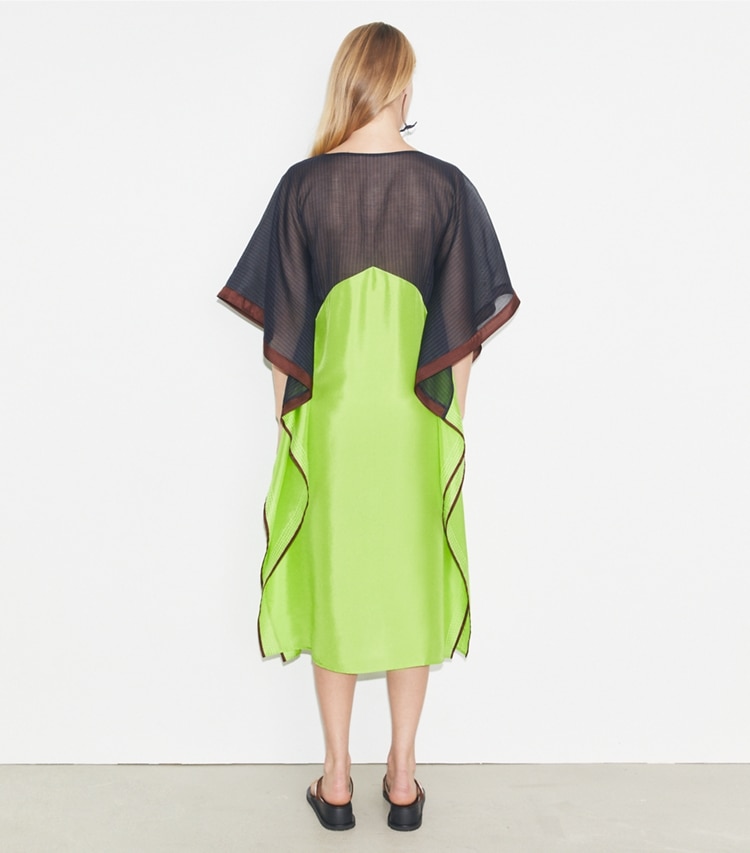Tory Burch designer coverups Silk Caftan in Navy on model back