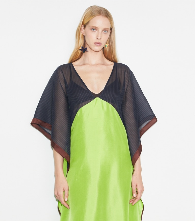 Tory Burch designer coverups Silk Caftan in Navy front