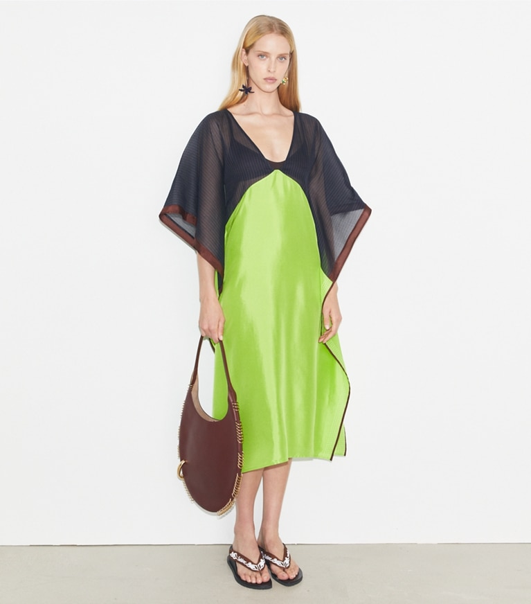 Tory Burch designer coverups Silk Caftan in Navy front