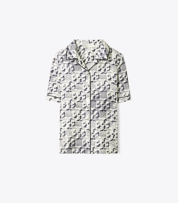 TORY BURCH Silk shirt with pixelated logo print ピアス Tory Burch 0 Something Wild Top Shirt Silk | eBay