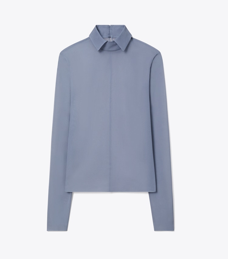 Tory Burch designer tops Silk Collared Top in Lavender front