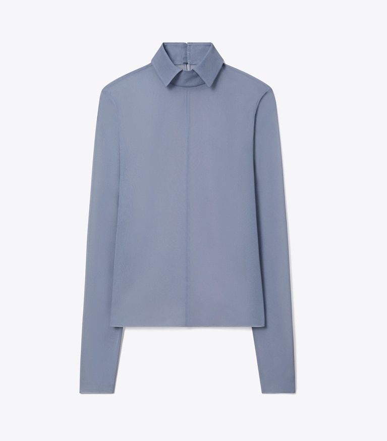 Tory Burch designer tops Silk Collared Top in Lavender front