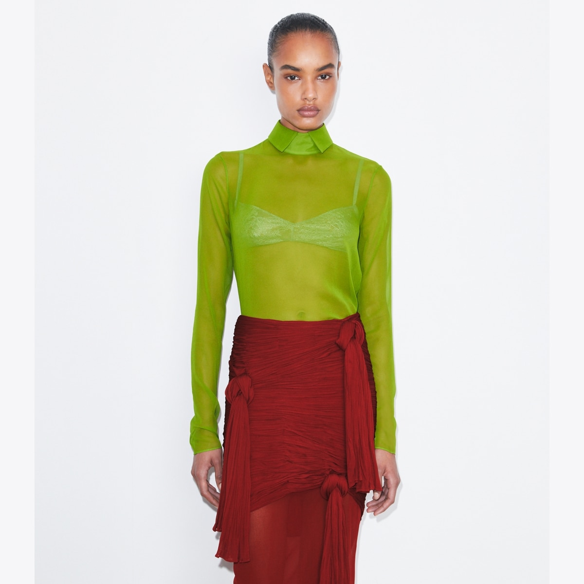 TORY BURCHシルクシフォンブラウス Silk Collared Top: Women's Designer Tops | Tory Burch
