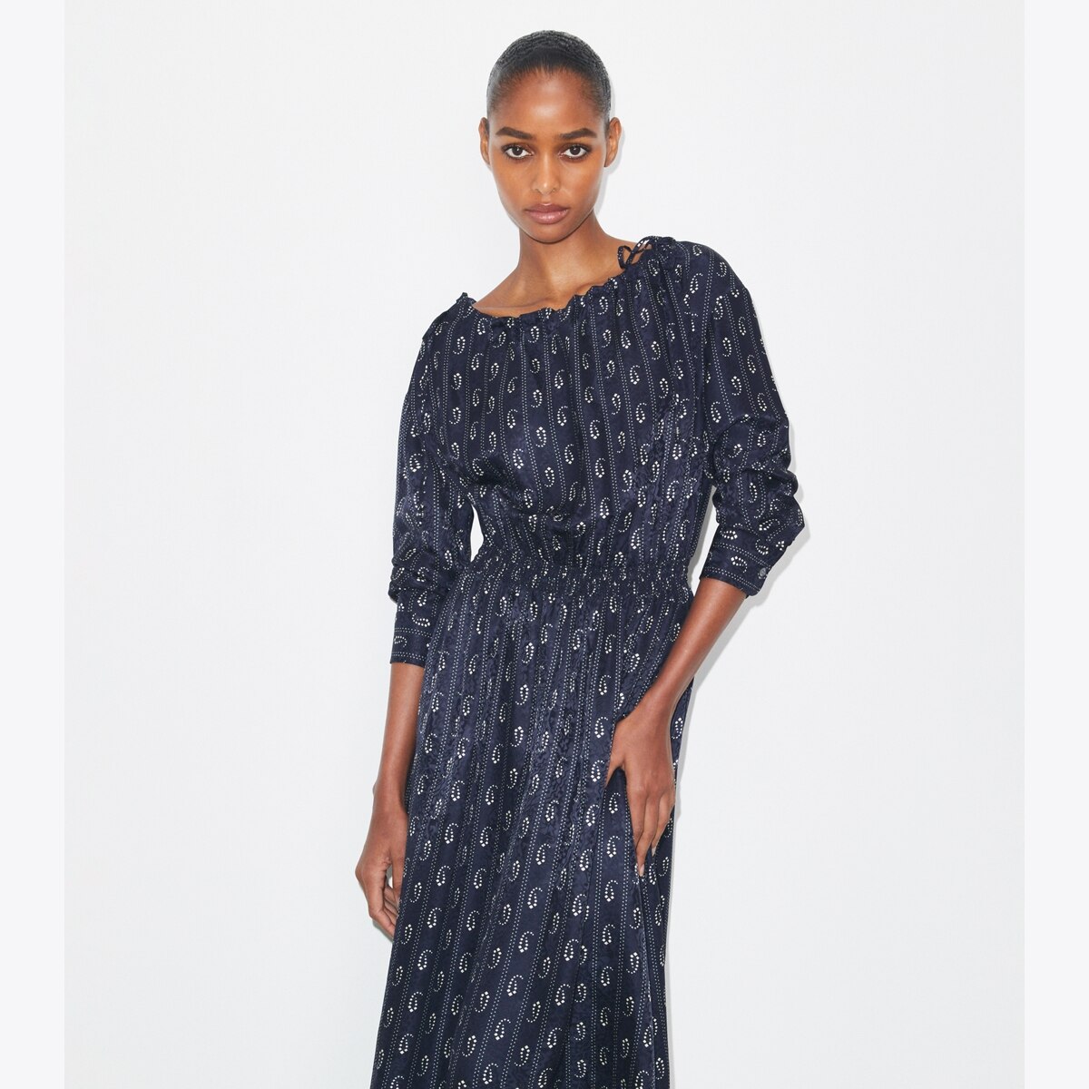 tory burch printed cotton silk dress Tory Burch Women's Printed Silk Dress in Blue Roses, size 4
