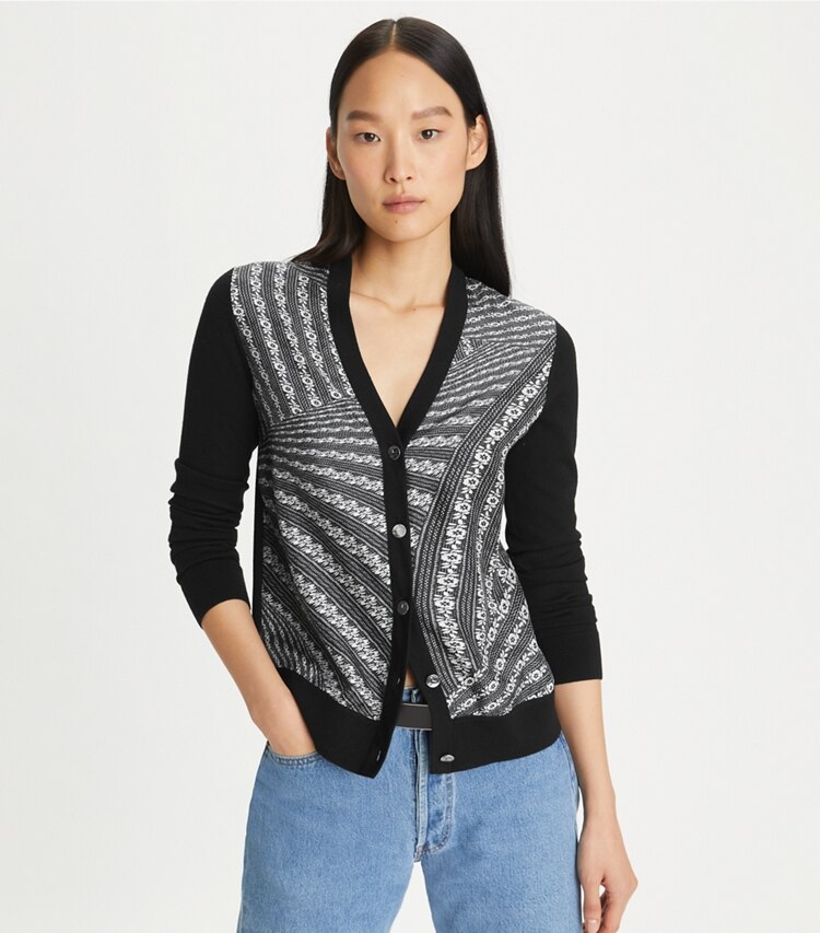 Silk Front Cardigan: Women's Designer Sweaters | Tory Burch