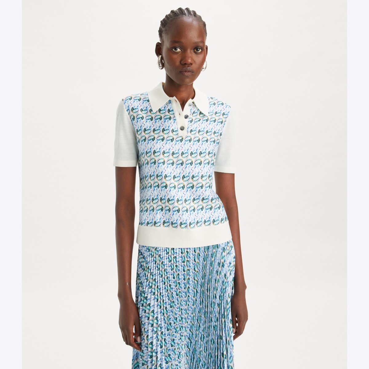 ★Tory Burch★シルク フロント ポロ Silk-Front Polo: Women's Clothing | Sweaters | Tory Burch EU