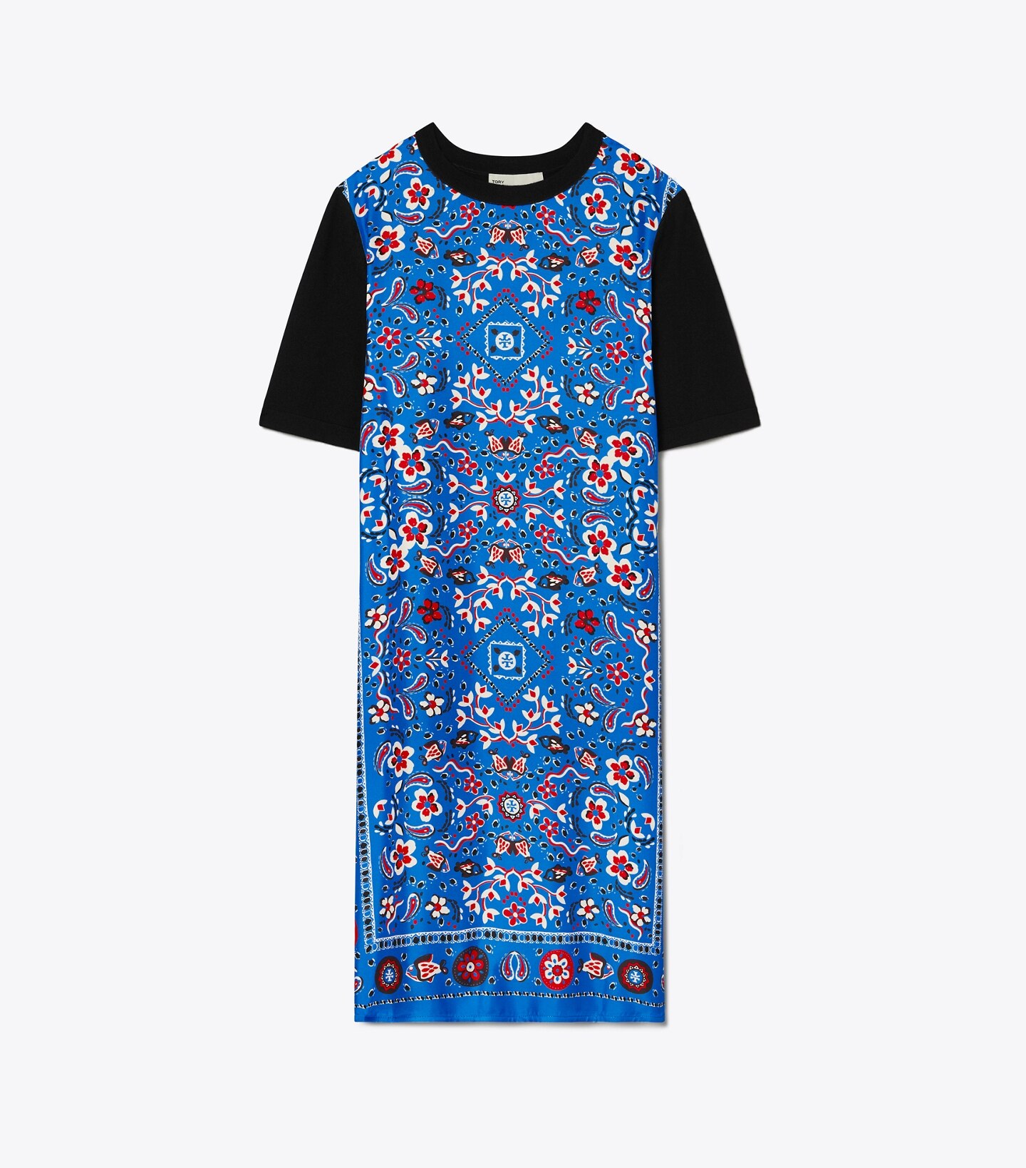 Silk-Front Sweater Dress