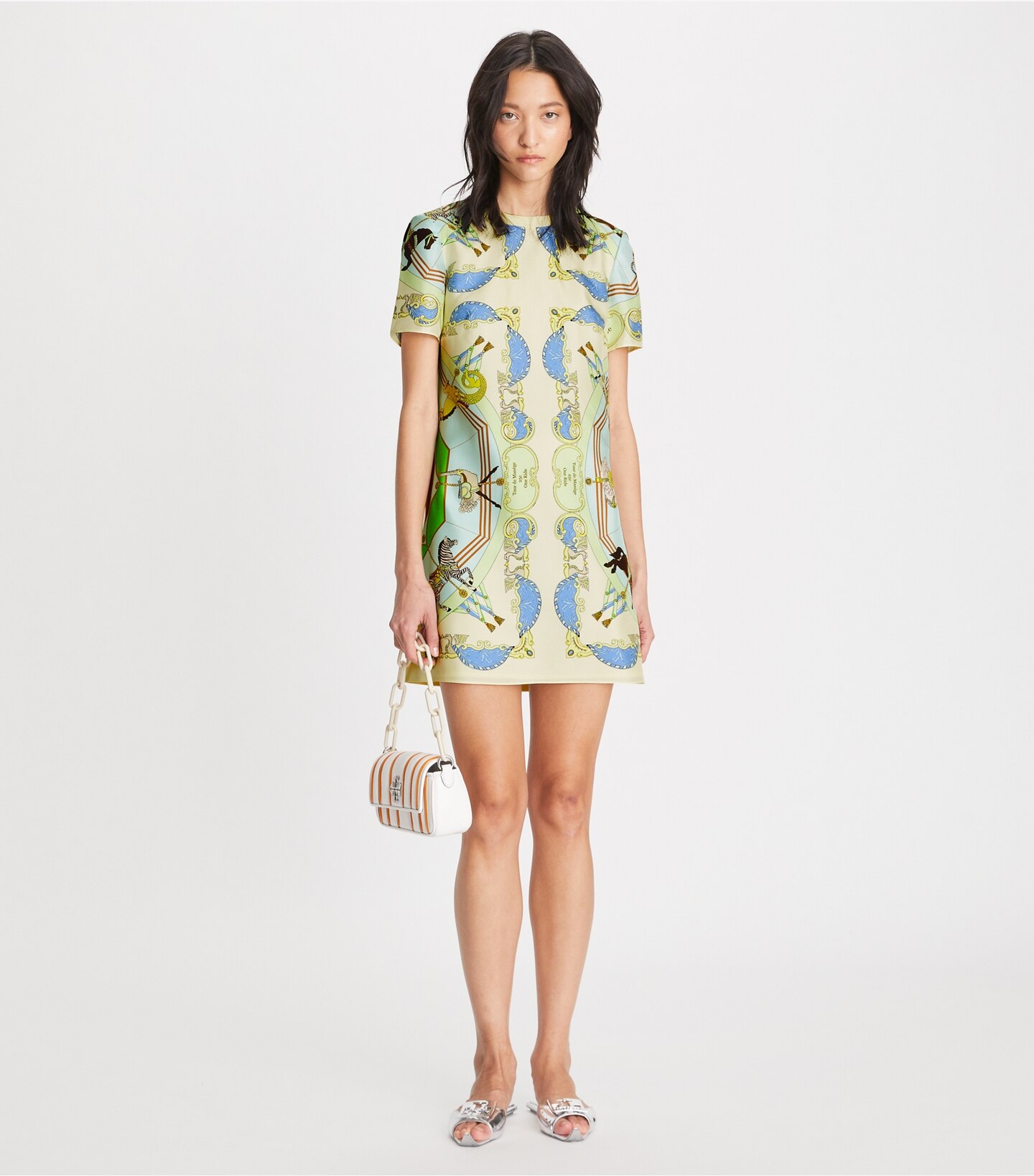 Silk-Front T-Shirt Dress