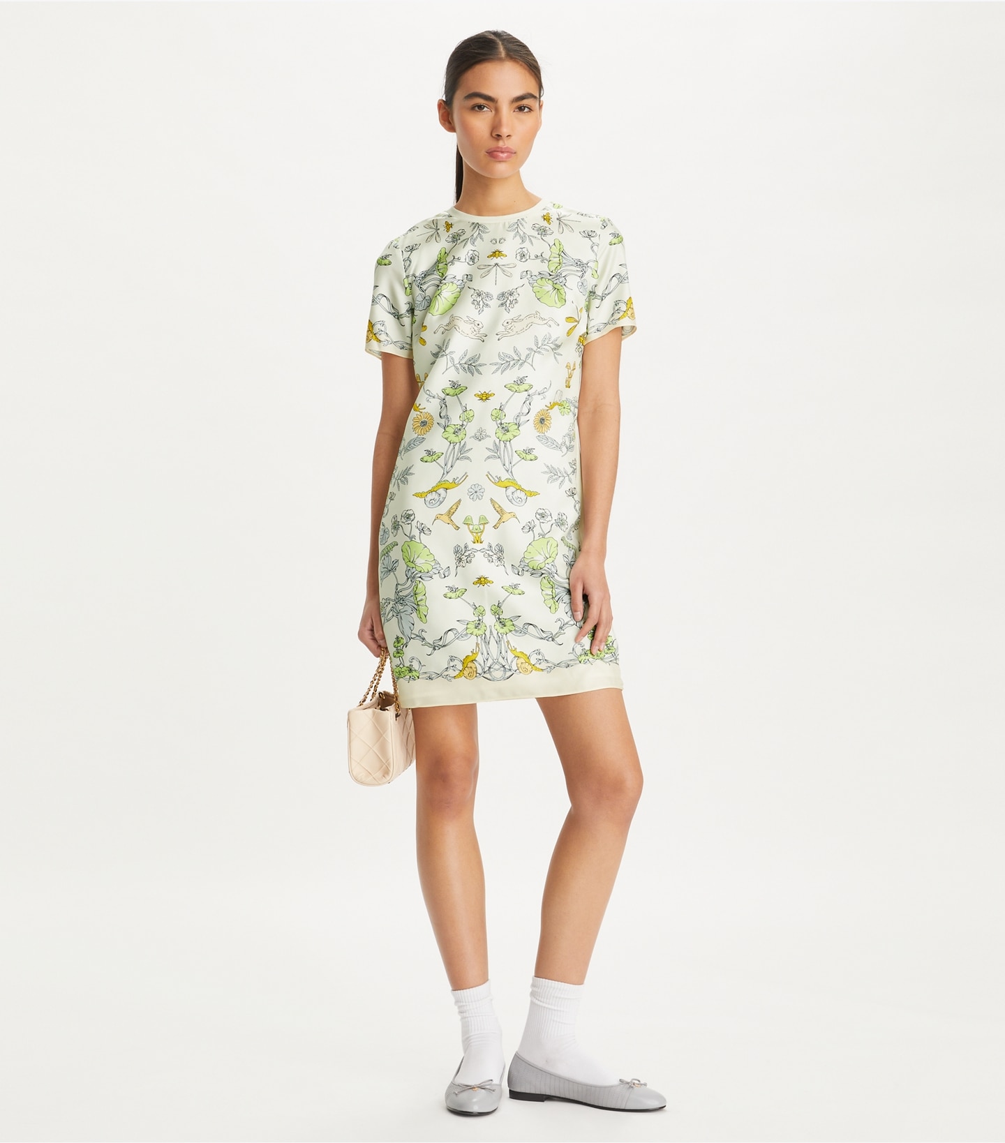 Silk Front T-Shirt Dress