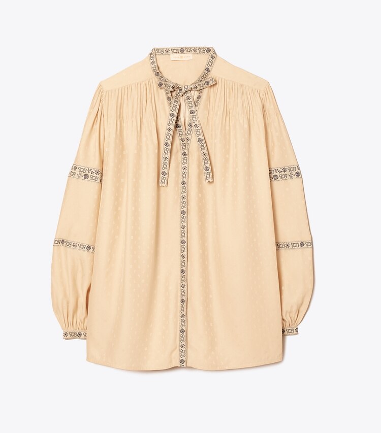 Silk Jacquard Ribbon Blouse: Women's Designer Tops | Tory Burch