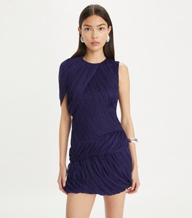 Tory Burch designer dresses Silk Jersey Dress in Rich Violet front
