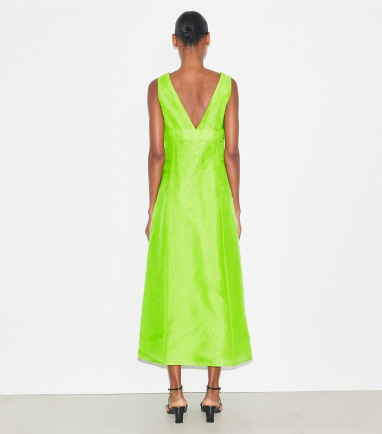 Tory Burch designer dresses Silk Organza Dress in Vivid Lime front