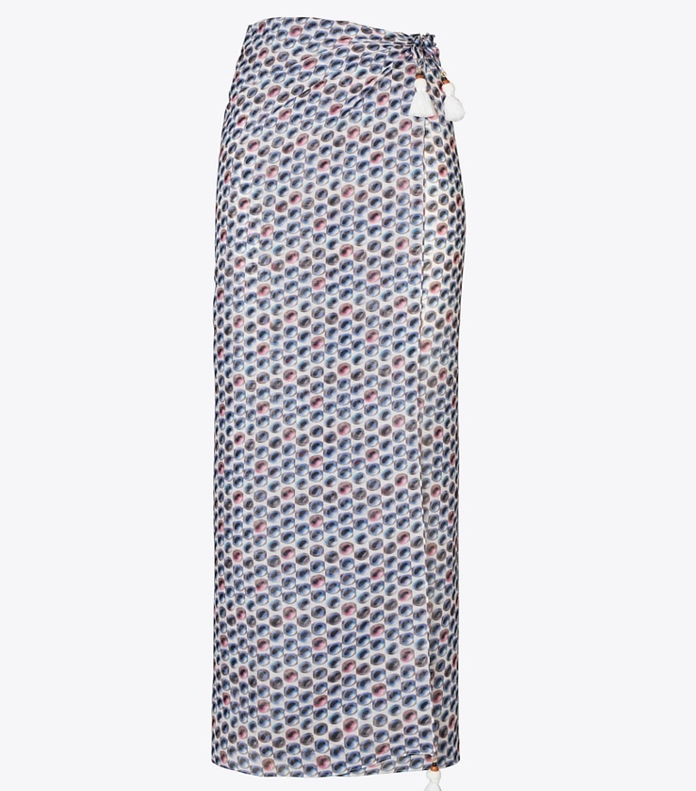 Tory Burch designer coverups Silk Pareo in Blue Candy Dots front
