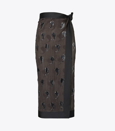 Tory Burch designer coverups Silk Pareo in Brown Paisley Shadow front