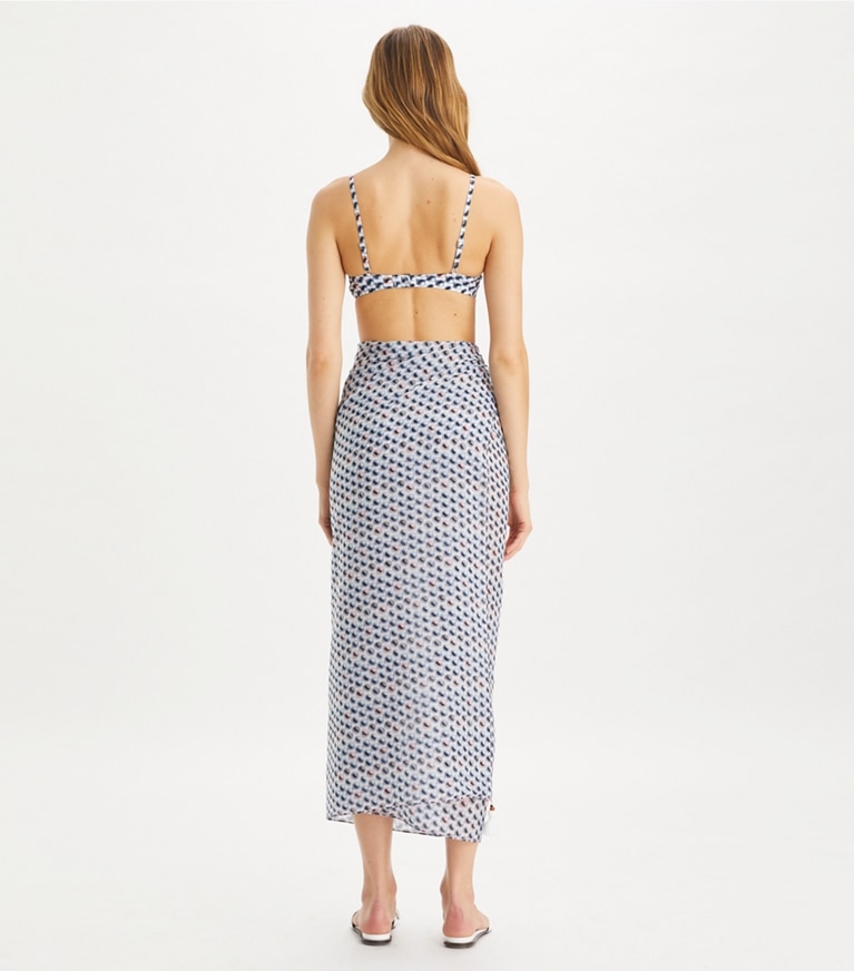 Tory Burch designer coverups Silk Pareo in Blue Candy Dots front