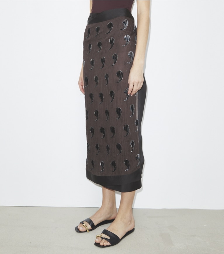 Tory Burch designer coverups Silk Pareo in Brown Paisley Shadow front