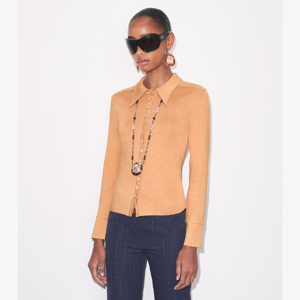 SILK POLO CARDIGAN - thumbnail 2