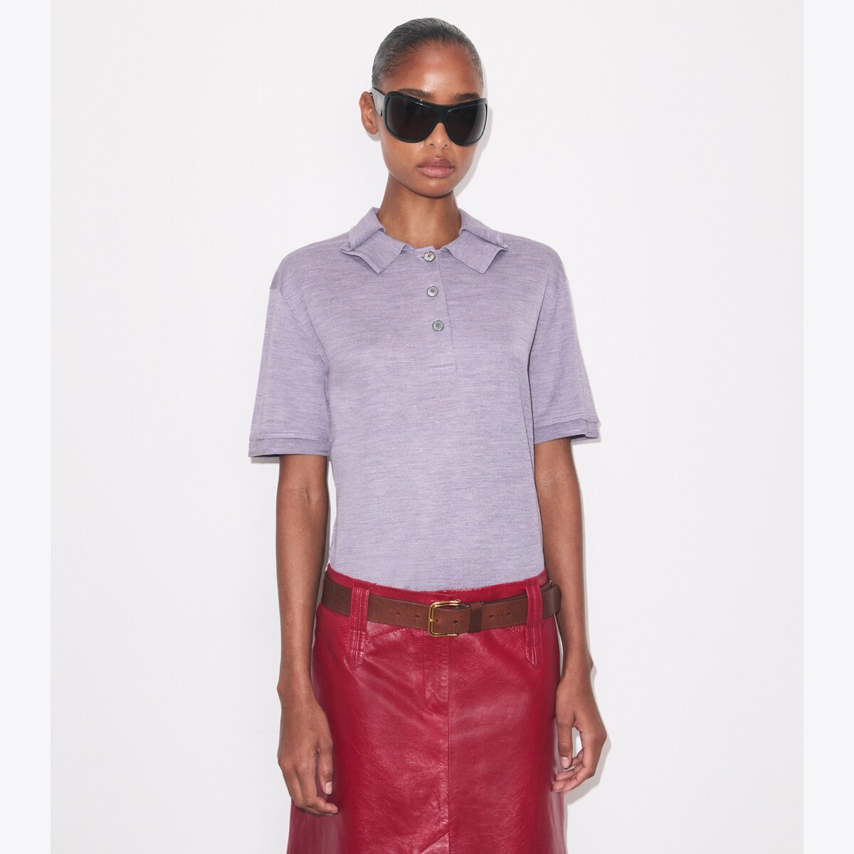 TORY BURCH シルクフロント ポロシャツ トリーバーチ TORY BURCH シルクフロント ポロシャツ トリーバーチ Silk-Front Polo