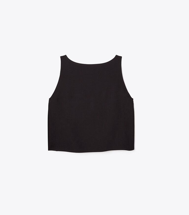 Tory Burch designer tops Silk Satin Shell in Black front