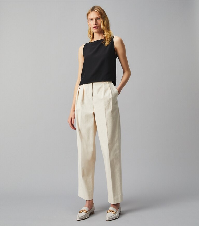 Tory Burch designer tops Silk Satin Shell in Black front