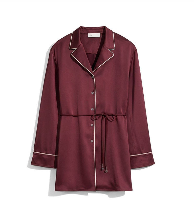 Tory Burch designer tops Silk Satin Shirt in Mahogany additional