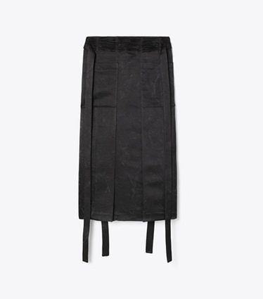 Tory Burch designer bottoms Silk Satin Skirt in Black front