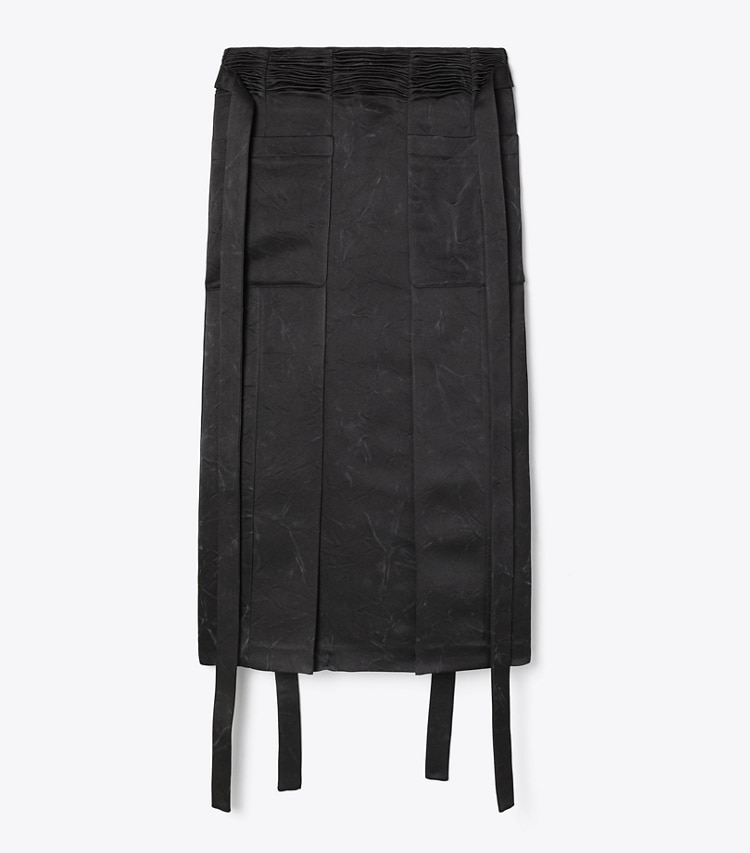 Tory Burch designer bottoms Silk Satin Skirt in Black front